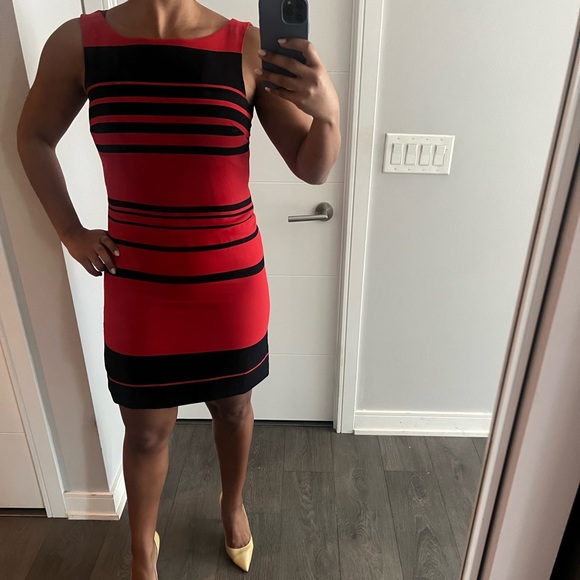 Red & Navy striped dress - Picture 3 of 3